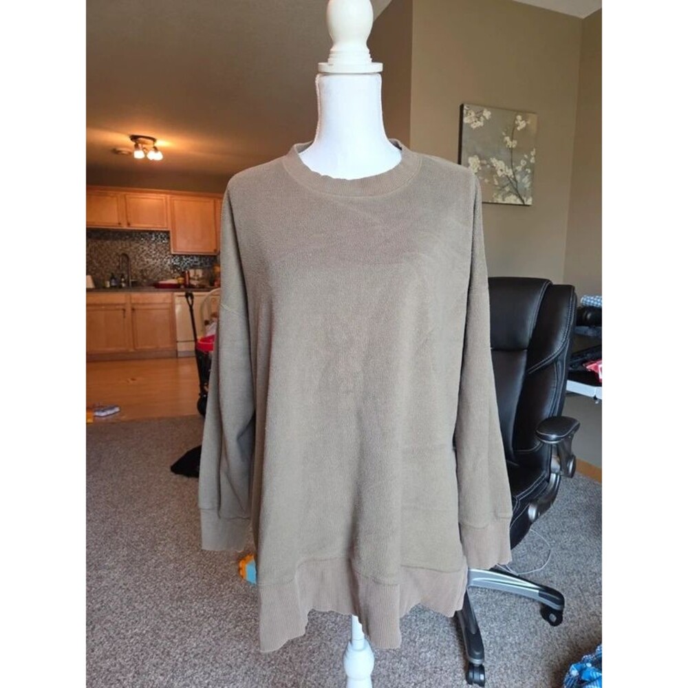 Aerie fleece green pullover Crewneck sweatshirt